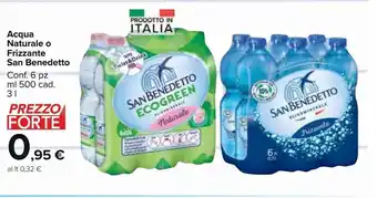 Carrefour Market Acqua naturale o frizzante san benedetto 6 pz 500ml offerta