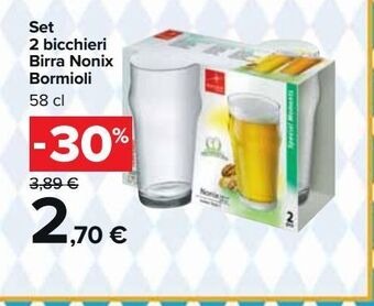 Carrefour Market Set 2 bicchieri birra nonix bormioli 58 cl offerta