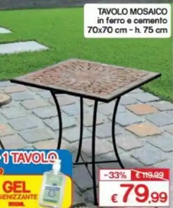 Tavolo Mosaico in ferro e cemento 70x70cm - h. 75cm