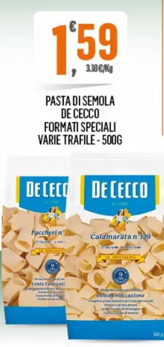 Despar De Cecco Pasta di Semola Formati Speciali varie trafile - 500 g offerta