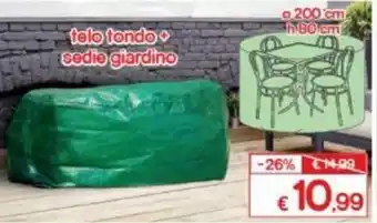 Satur Telo Tondo + Sedie Giardino Ø 200cm h 80cm offerta