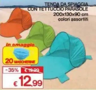Satur Tenda da Spiaggia con Tettuccio Parasole 200x130x90cm offerta