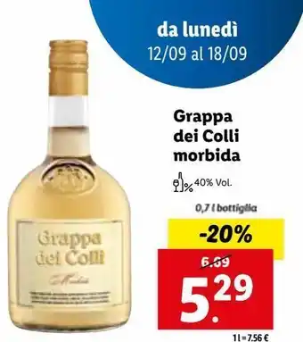 Lidl Grappa dei colli morbida offerta