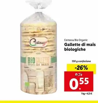 Lidl Gallette di mais biologiche offerta