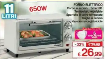 Satur Kooper Forno Elettrico 650w 11lt offerta