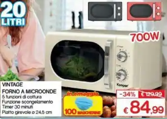 Satur Kooper Vintage Forno A Microonde 700w 20lt offerta