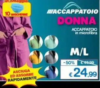 Satur Accappatoio Donna in microfibra M/L offerta