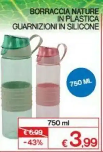 Satur Borraccia Nature in Plastica Guarnizioni in Silicone 750ml offerta