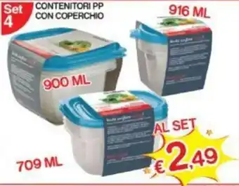 Satur Contenitori PP con Coperchio Set 4 709ml/900ml/916ml offerta