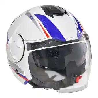 Casco moto jet semi integrale con visiera esterna parasole taglia m bianco