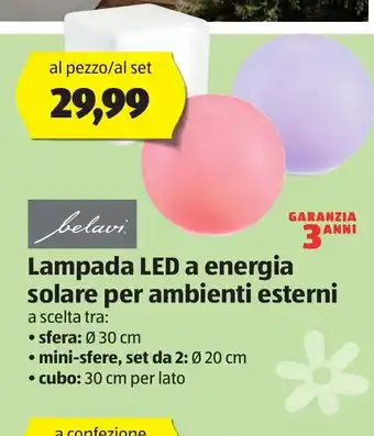 belavi Lampada LED a energia solare per ambienti esterni