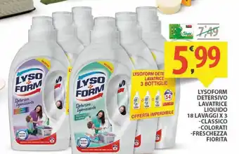 Sisa Lysoform Detersivo Lavatrice liquido 18 lavaggi x 2 classico/colorati/freschezza fiorita offerta