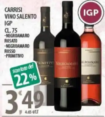 Sisa Carrisi Vino Salento IGP 75 cl offerta