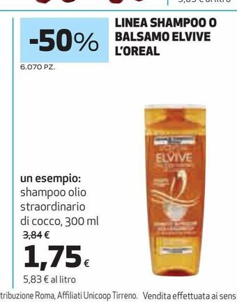 Ipercoop Linea shampoo o balsamo elvive l'oreal offerta