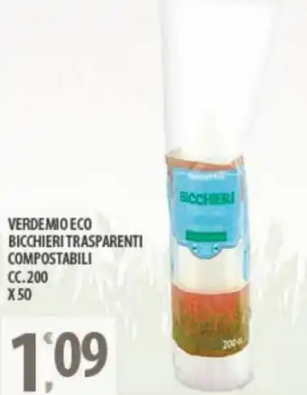 Sisa VerdeMio Eco Bicchieri Trasparenti compostabili cc. 200 x 50 offerta
