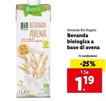 Vemondo Bio Organic Bevanda biologica a base di avena 1 l