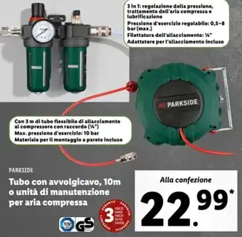Italmark Parkside Tubo con avvolgicavo, 10m o unità di manutenzione per aria compressa offerta