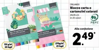 Crelando Blocco carta o cartoncini colorati 24x35 cm 25 colori