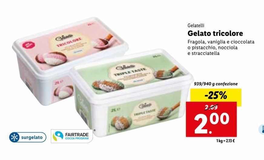 Gelato tricolore offerta di Lidl