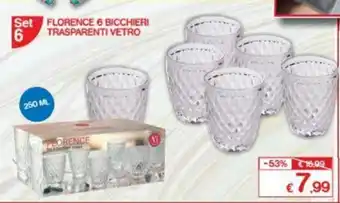 Satur Florence 6 Bicchieri Trasparenti Vetro 250ml offerta