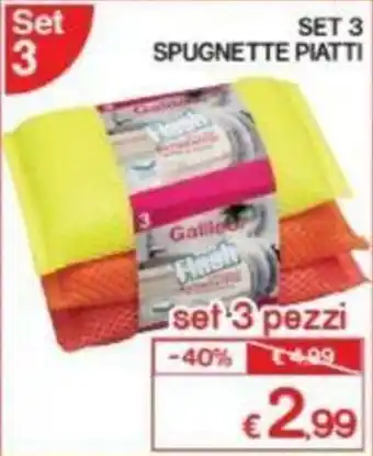 Satur Set 3 Spugnette Piatti offerta