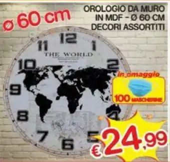 Satur Orologio da Muro in MDF - Ø 60cm Decori Assortiti offerta