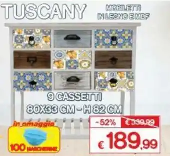 Satur Tuscany Mobiletti In Legno E MDF 80x33cm - H 82cm offerta