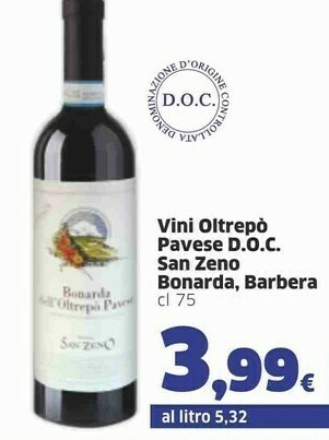 Sigma San zeno Bonarda Dell'Oltrepo' Pavese 750 G(ml) offerta