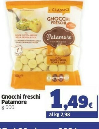 Sigma Patamore Gnocchi Freschi 500 G(ml) offerta