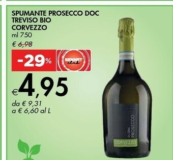 Bennet Corvezzo Spumante Prosecco Doc Treviso Bio offerta