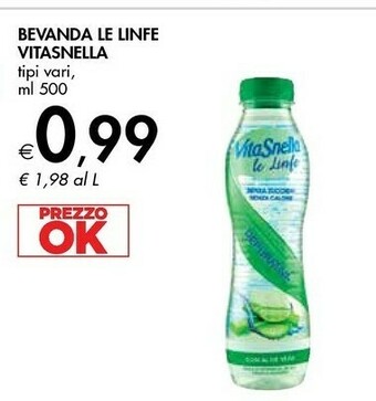 Vitasnella Le Linfe Con Acqua Di Cocco Reidratante 500 G(ml)