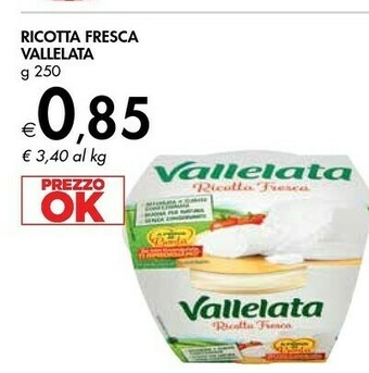 Bennet Vallelata Ricotta Fresca Senza Conservanti 250 G(ml) offerta