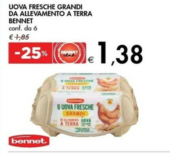 Bennet Bennet - 6 Uova Fresche Allevate A Terra Medie offerta