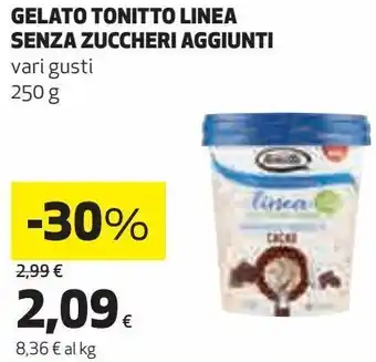 Coop Gelato tonitto linea senza zuccheri aggiunti offerta