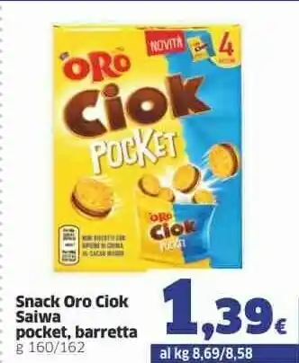 Sigma Saiwa Snack Oro Ciok Pocket, Barretta offerta