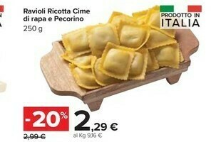 Carrefour Ravioli Ricotta Cime Di Rapa E Pecorino offerta