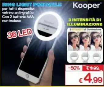 Satur Kooper Ring Light Portatile 36 led offerta