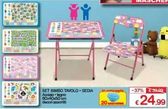 Satur Set Bimbo Tavolo + Sedia 60x40x50cm offerta