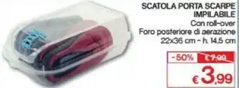 Satur Scatola Porta Scarpe Impilabile 22x36cm - h. 14.5cm offerta