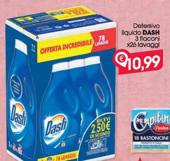 Despar Dash Detersivo liquido 3 fiaconi x26 lavaggi offerta