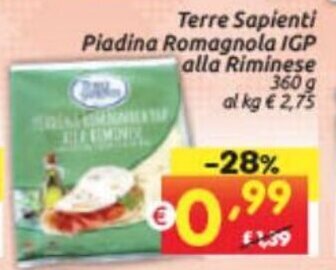 Centro Commerciale Discount Terre Sapienti Piadina Romagnola IGP alla Riminese 360 g offerta