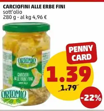 PENNY Carciofini alle erbe fini sott'olio 280g offerta
