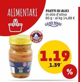 PENNY Filetti di alici in olio di oliva 80g offerta