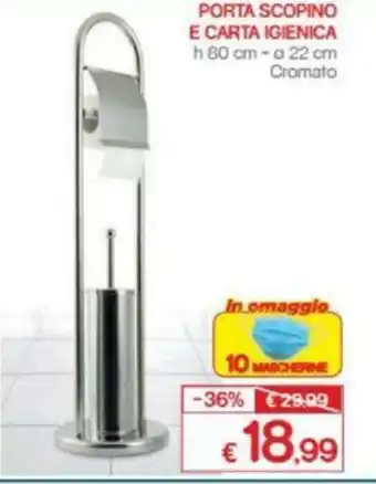 Satur Porta Scopino E Carta Igienica h 80cm - Ø 22cm offerta