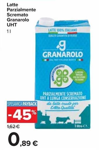 Carrefour Market Latte parzialmente scremato granarolo uht 1 l offerta