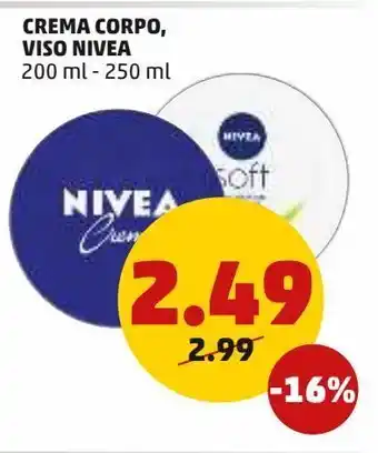 PENNY Crema per il corpo, viso nivea 200/250ml offerta
