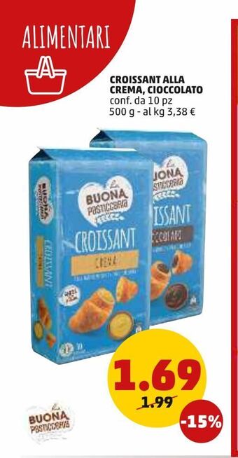 PENNY Croissant alla crema, cioccolato 10 pz 500g offerta