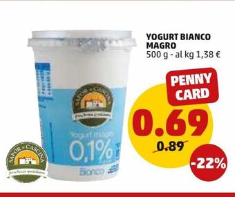 PENNY Yogurt bianco magro 500g offerta