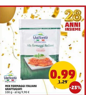 PENNY Mix formaggi italiani grattugiati 100g offerta