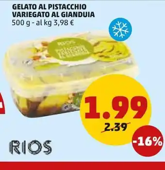 Gelato al pistacchio variegato al gianduia 500g